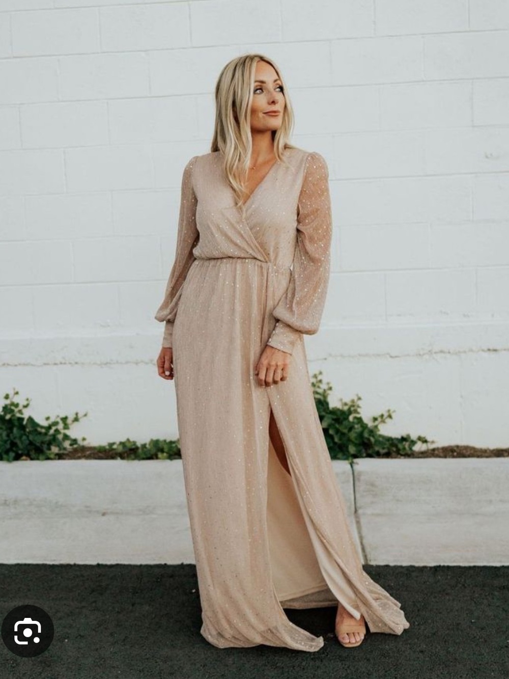 Baltic Born Abigail Sparkle long sleeve Gown - Champagne